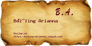 Báling Arianna névjegykártya